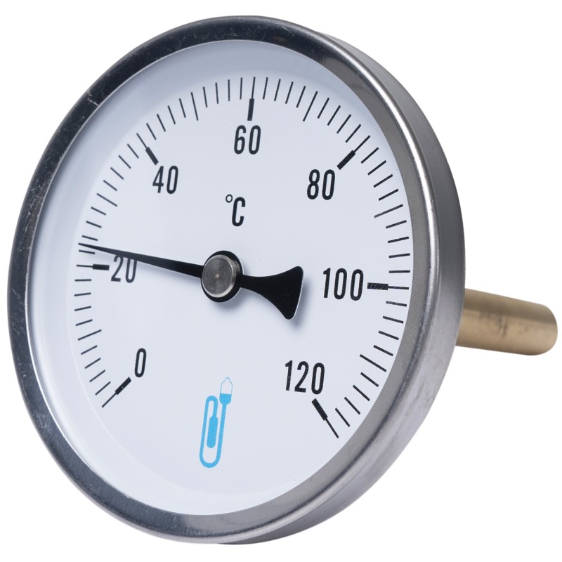 Thermomètre Bimétallique Inox WSS-303 - Filetage 1/4PT - Sonde 100 Mm - 0 à 300°C - Précision Industrielle